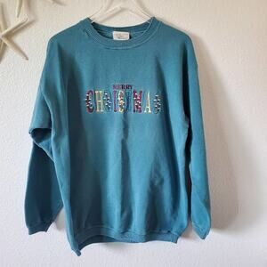Top Threads Vintage Merry Christmas Crew Neck Sweater Size Medium Women